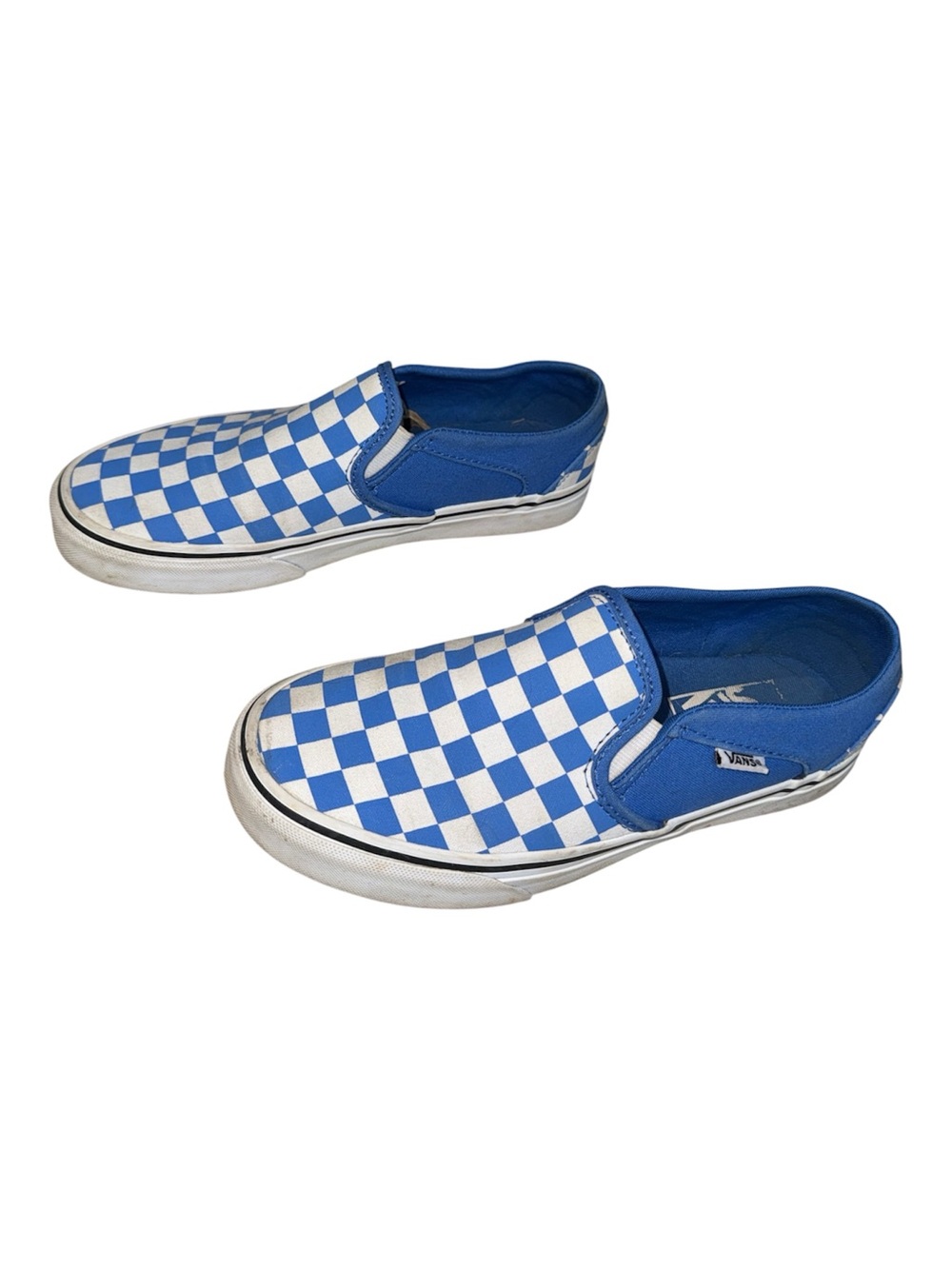 Vans Kids Slip-On Checkerboard Sneakers in Blue and White